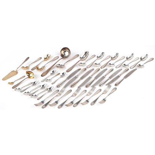 1419 - Collection of WMF German silver plated cutlery, the largest 31cm in length