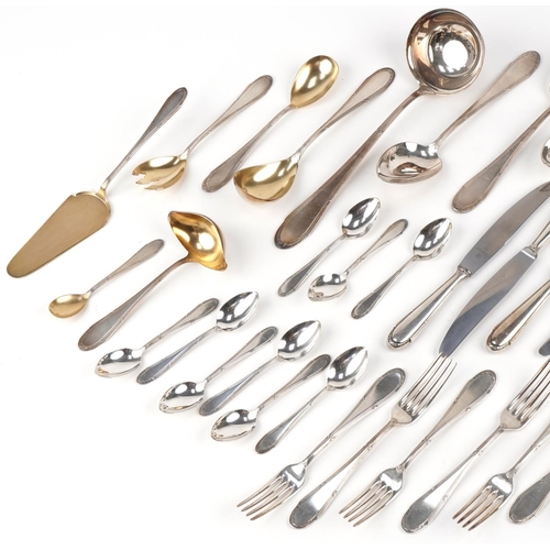 1419 - Collection of WMF German silver plated cutlery, the largest 31cm in length