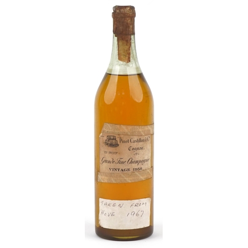 604 - Bottle of vintage 1938 Pinet Castillon & Co Grande Fine Champagne