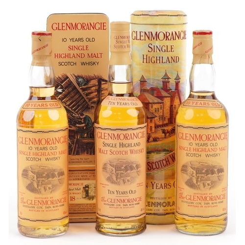 594 - Three bottles of Glenmorangie Single Highland Malt Scotch whisky