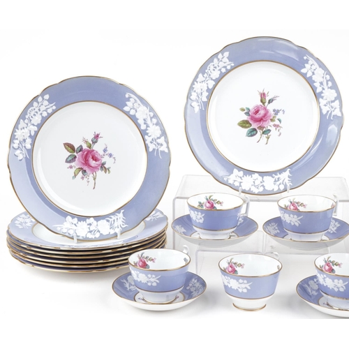 550 - Spode Maritime Rose pattern dinner and teaware including cups with saucers and dinner plates, the la... 