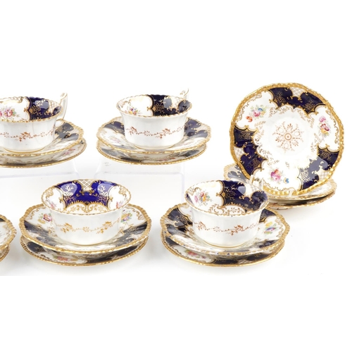 115 - Edwardian Coalport teaware hand painted and gilded with flowers