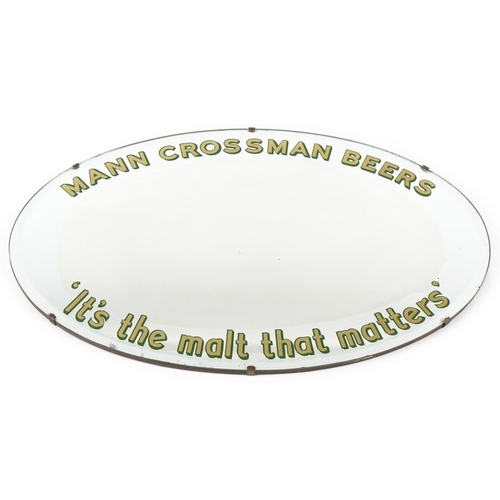 2415 - 20th century Mann Crossman Beers advertising mirror with bevelled glass, 71cm wide