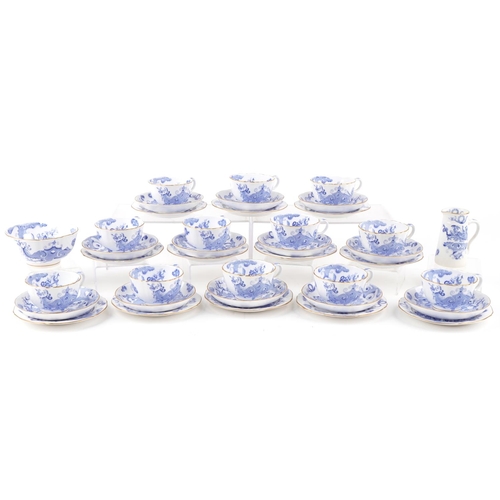 549 - Royal Worcester Blue Dragon teaware including trios and sugar bowl, the largest 16.5cm in diameter