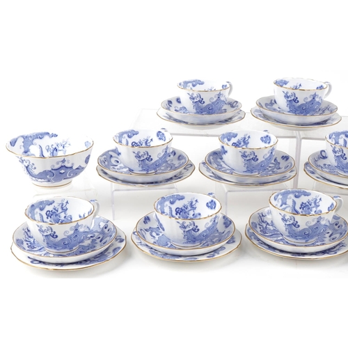 549 - Royal Worcester Blue Dragon teaware including trios and sugar bowl, the largest 16.5cm in diameter