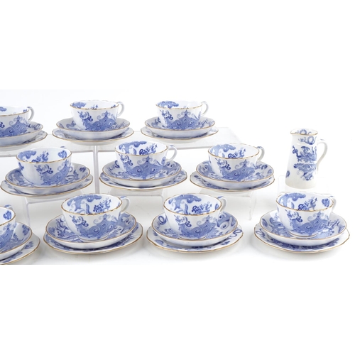 549 - Royal Worcester Blue Dragon teaware including trios and sugar bowl, the largest 16.5cm in diameter