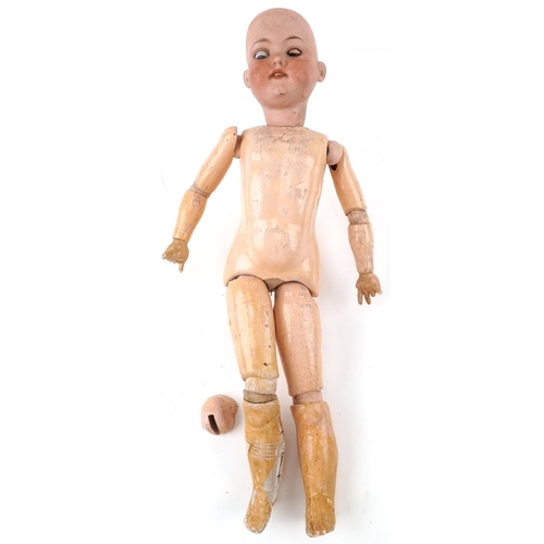 2007 - Armand Marseille large German bisque headed doll with composite body and jointed limbs, 55cm high