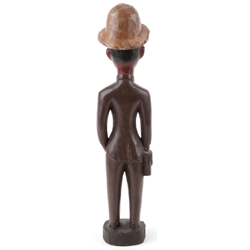 371 - Carved wood figure, possibly by Yoruba Thomas Ona, 50cm high