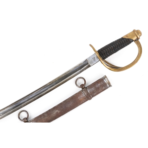 2732 - American cavalry sword dated 1862, 145cm in length