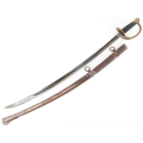 2732 - American cavalry sword dated 1862, 145cm in length