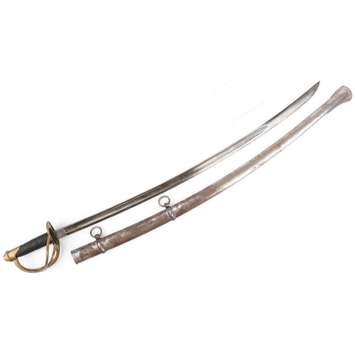 2732 - American cavalry sword dated 1862, 145cm in length