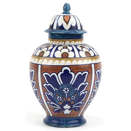 203 - Fredrick/Charlotte Rhead for Bursley Ware Baghdad floral ginger jar and cover, 28cms high