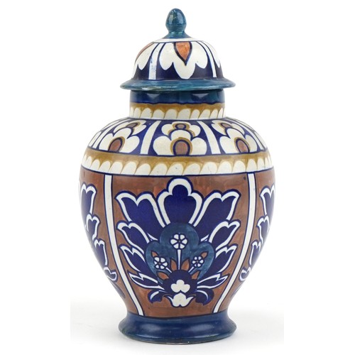 203 - Fredrick/Charlotte Rhead for Bursley Ware Baghdad floral ginger jar and cover, 28cms high