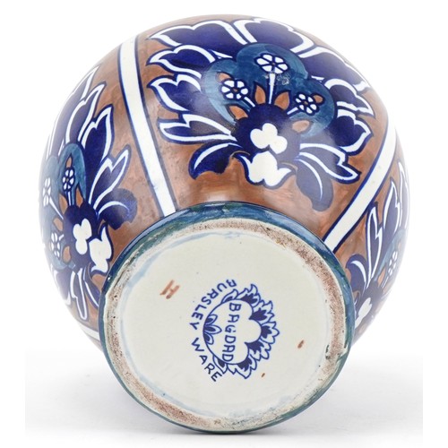 203 - Fredrick/Charlotte Rhead for Bursley Ware Baghdad floral ginger jar and cover, 28cms high