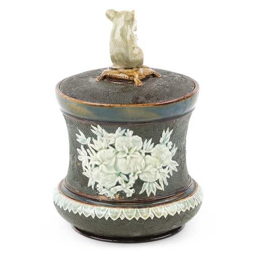 28 - Doulton Lambeth George Tinworth design stoneware tobacco jar, circa 1880, the Doulton & Slater's pat... 