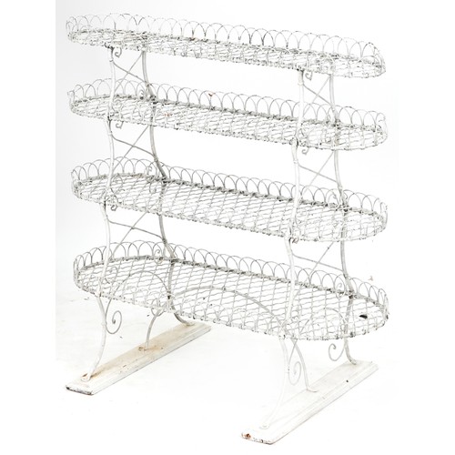 764 - 20th century four tier wirework plant stand, 93cm H x 91cm W x 31cm D