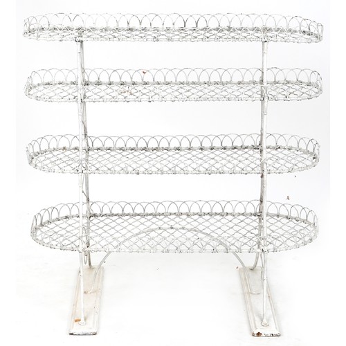 764 - 20th century four tier wirework plant stand, 93cm H x 91cm W x 31cm D