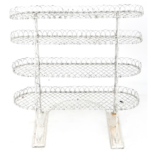 764 - 20th century four tier wirework plant stand, 93cm H x 91cm W x 31cm D