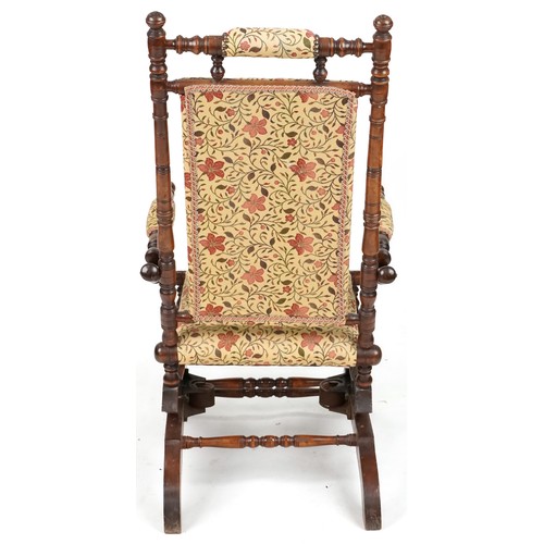 725 - Early 20th century mahogany framed rocking chair with upholstered seat, back and arms, 108cm H x 54c... 