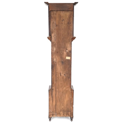 740 - Late George III figured mahogany longcase clock with eight day movement striking on a bell, the pain... 