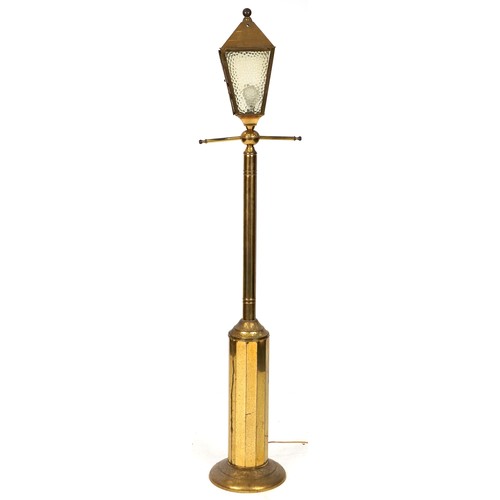 762 - 20th century gilt metal standard lamp in the form of a street lamp, 70cm high