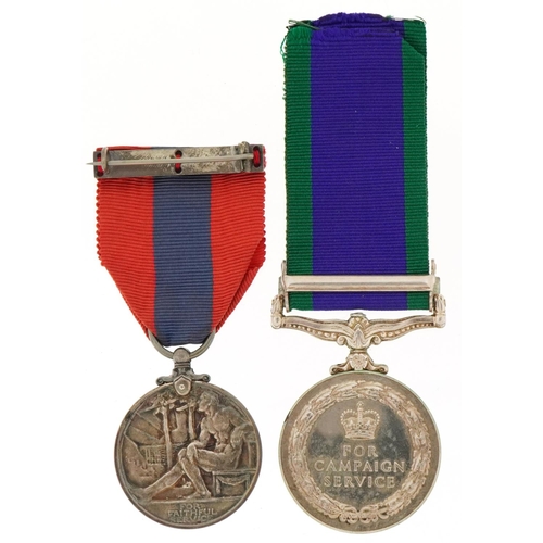 2574 - Two military interest medals comprising Imperial Service Medal awarded to George Keen and Northern I... 