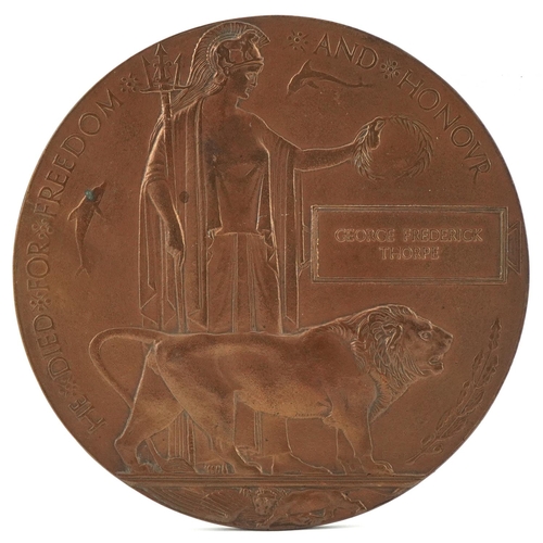 2541 - British military World War I death plaque awarded to George Frederick Thorpe