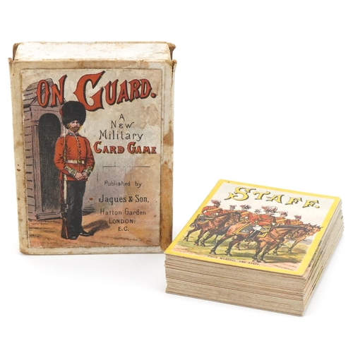 2674 - Victorian On Guard military card game by Jaques & Son, with box, forty nine cards