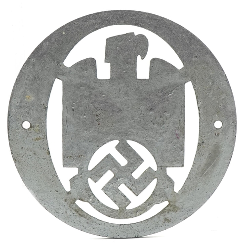 2595 - German military World War II DDAC automobile car radiator badge, 8.5cm in diameter