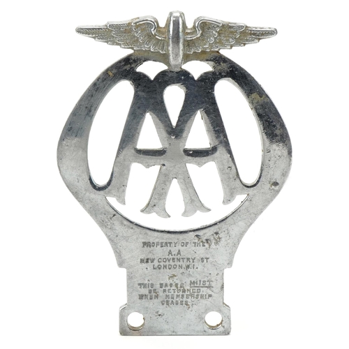 2463 - AA car radiator badge numbered 79019K, 10.5cm high