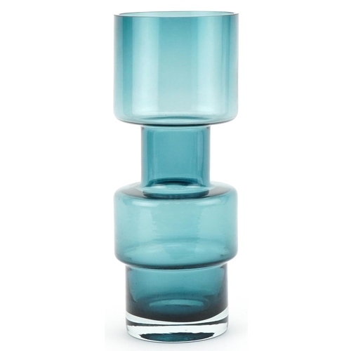 17 - Riihimäki, Finnish blue glass vase, 28cm high