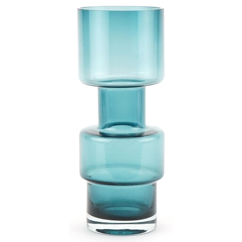 17 - Riihimäki, Finnish blue glass vase, 28cm high