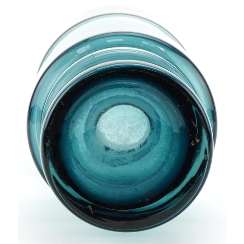 17 - Riihimäki, Finnish blue glass vase, 28cm high