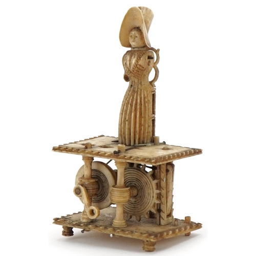 2676 - Napoleonic prisoner of war carved bone spinning jenny, 9cm high