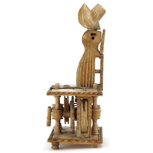 2676 - Napoleonic prisoner of war carved bone spinning jenny, 9cm high