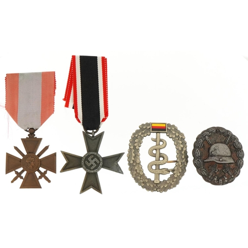 2592 - German Militaria including World War II Merit Cross and Wound badge