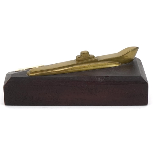 2673 - Military interest Royal Navy Submarine presentation clock, 15cm in length