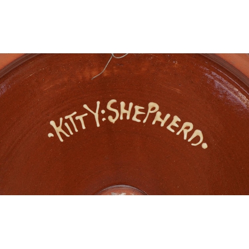 318 - Kitty Shepherd, a studio slipware dish 