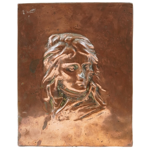 63 - Late 19th/early 20th century copper panel depicting Napoleon Bonaparte cast in relief, indistinctly ... 