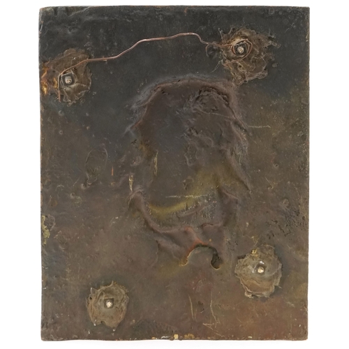 63 - Late 19th/early 20th century copper panel depicting Napoleon Bonaparte cast in relief, indistinctly ... 