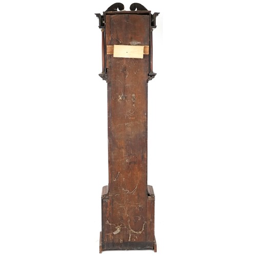 739 - George III mahogany longcase clock with eight day movement striking on a bell, the silvered dial wit... 