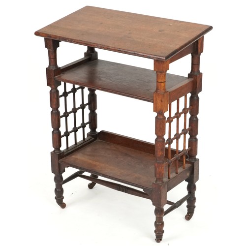 616 - Early 20th century oak library three tier bookshelf retailed by Liberty's of London, 82cm H x 59cm W... 