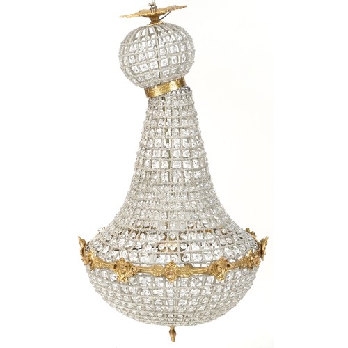 750 - Large late 20th century Rococo style ceiling light with multiple rows of faux glass beads, 100cm hig... 