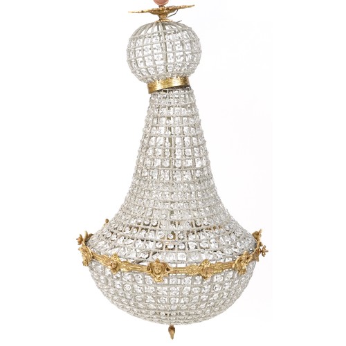 750 - Large late 20th century Rococo style ceiling light with multiple rows of faux glass beads, 100cm hig... 