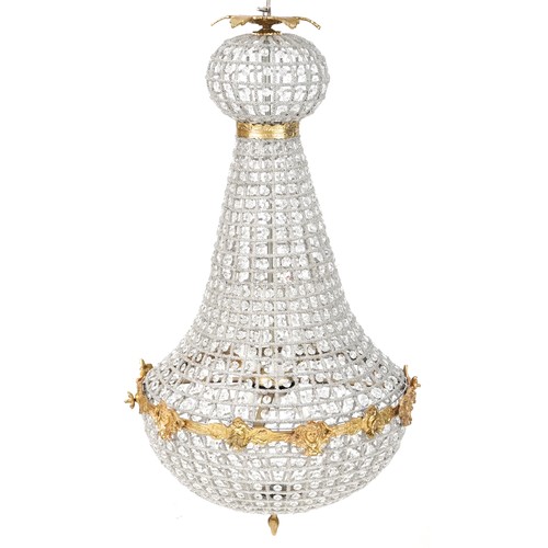 751 - Large late 20th century Rococo style ceiling light with multiple rows of faux glass beads, 100cm hig... 