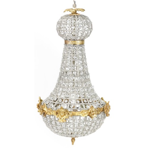 760 - Small late 20th century Rococo style ceiling light with multiple rows of faux glass beads, 69cm high