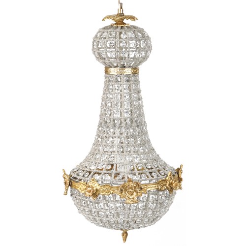 761 - Small late 20th century Rococo style ceiling light with multiple rows of faux glass beads, 69cm high