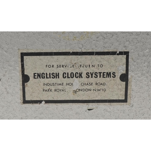 2413 - Vintage pigeon racing clock by English Clock Systems with protective case, 12cm in diameter