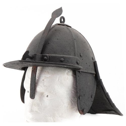 2630 - British military interest Civil War lobster tail helmet