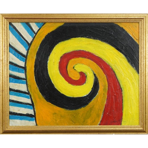 3479 - Abstract composition, Expressionist school oil on board, gilt framed, 67cm x 53cm